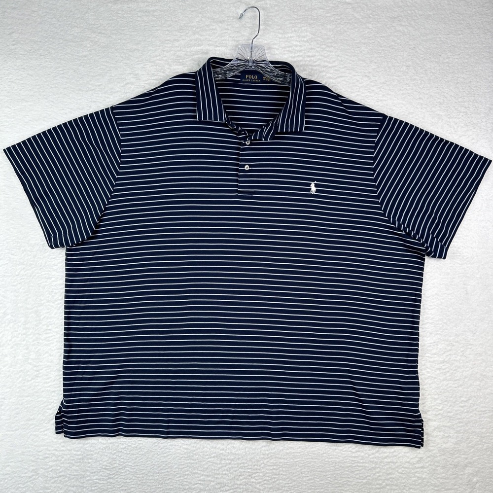 Polo Ralph Lauren Polo Shirt‎ Short Sleeve Navy Blue Stripe Men's 4XB